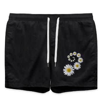 Margeriten Blume, Blumen, Blüte, floral, blumig - Badeshorts - Schwarz - Vorne - AI Model Male 185 light (185cm)