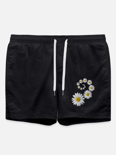 Margeriten Blume, Blumen, Blüte, floral, blumig - Badeshorts - Schwarz