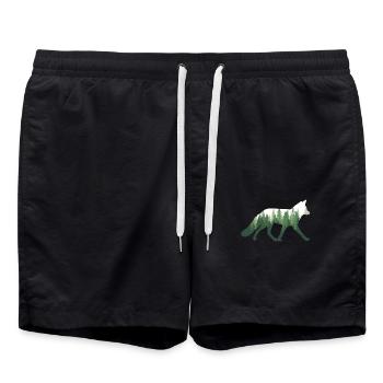 Renard nature forêt - Short de bain - noir - Devant - AI Model Male 185 light (185cm)