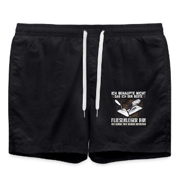 Fliesenleger | Fliesenlegen Fliesen Geschenk - Badeshorts - Schwarz - Vorne - AI Model Male 185 light (185cm)