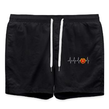 Original Ossi: Kult aus dem Osten–Ossi Herzschlag - Badeshorts - Schwarz - Vorne - AI Model Male 185 light (185cm)