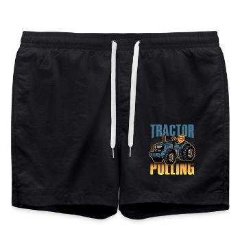 tractor pulling, tractor pulling, racing, - Swim Trunks - black - Front - AI Model Male 185 light (185cm)