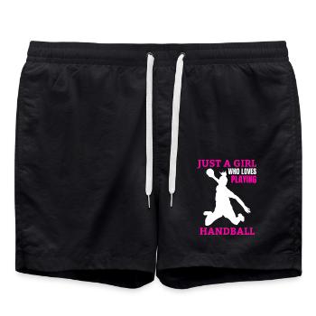 Handballerin Frauenhandball Damen Handball Mädchen - Badeshorts - Schwarz - Vorne - AI Model Male 185 light (185cm)
