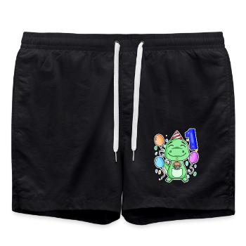 1. Geburtstag - 1 Jahr alt - Badeshorts - Schwarz - Vorne - AI Model Male 185 light (185cm)