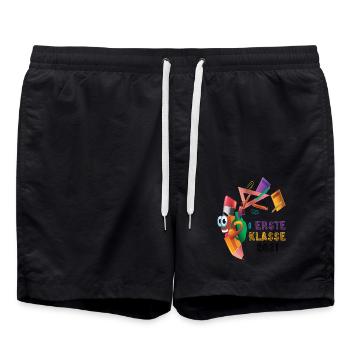 Schulkind 2021 1. Klasse Einschulung Stift Lineal - Badeshorts - Schwarz - Vorne - AI Model Male 185 light (185cm)