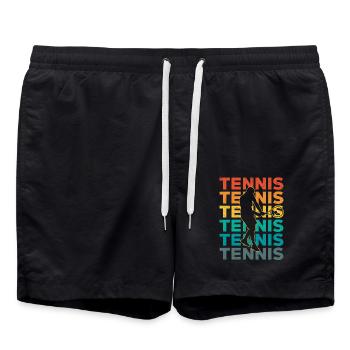 Tennis Retro - Short de bain - noir - Devant - AI Model Male 185 light (185cm)
