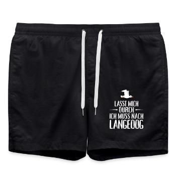 Lasst mich durch ich muss nach Langeoog Möwe - Badeshorts - Schwarz - Vorne - AI Model Male 185 light (185cm)