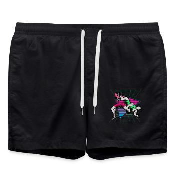 Lutte, Lutteur, 2021, - Short de bain - noir - Devant - AI Model Male 185 light (185cm)