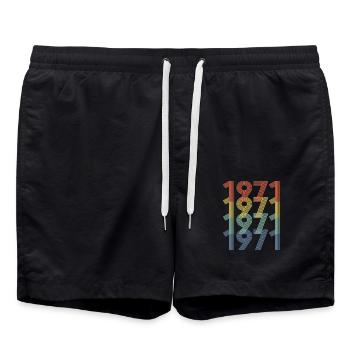 1971 - Awesome Vintage Style, Geschenk zum 51. Geburtstag - Badeshorts - Schwarz - Vorne - AI Model Male 185 light (185cm)