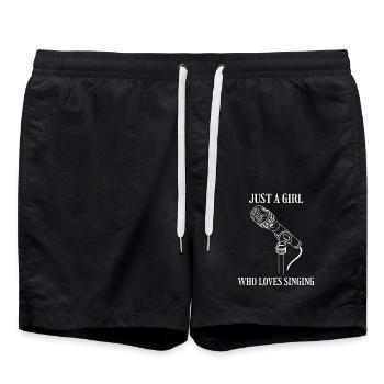 Music Girl Musician Woman Singer Microphone - Swim Trunks - black - Front - AI Model Male 185 light (185cm)