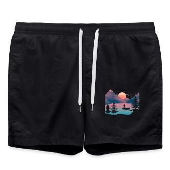 Retro pêche mer - Short de bain - noir - Devant - AI Model Male 185 light (185cm)