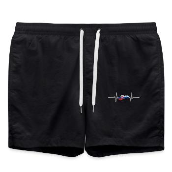 Slovaquie Slovakia battement de cœur EKG Vintage drapeau - Short de bain - noir - Devant - AI Model Male 185 light (185cm)