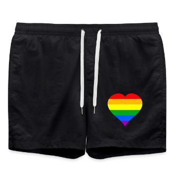 Heart Love LGBT - Swim Trunks - black - Front - AI Model Male 185 light (185cm)