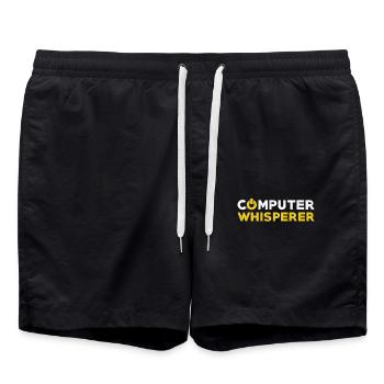Computer scientist gift computer - Swim Trunks - black - Front - AI Model Male 185 light (185cm)