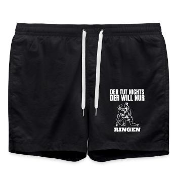 Ringer Wrestling lustige Geschenk Spruch Ringen - Badeshorts - Schwarz - Vorne - AI Model Male 185 light (185cm)