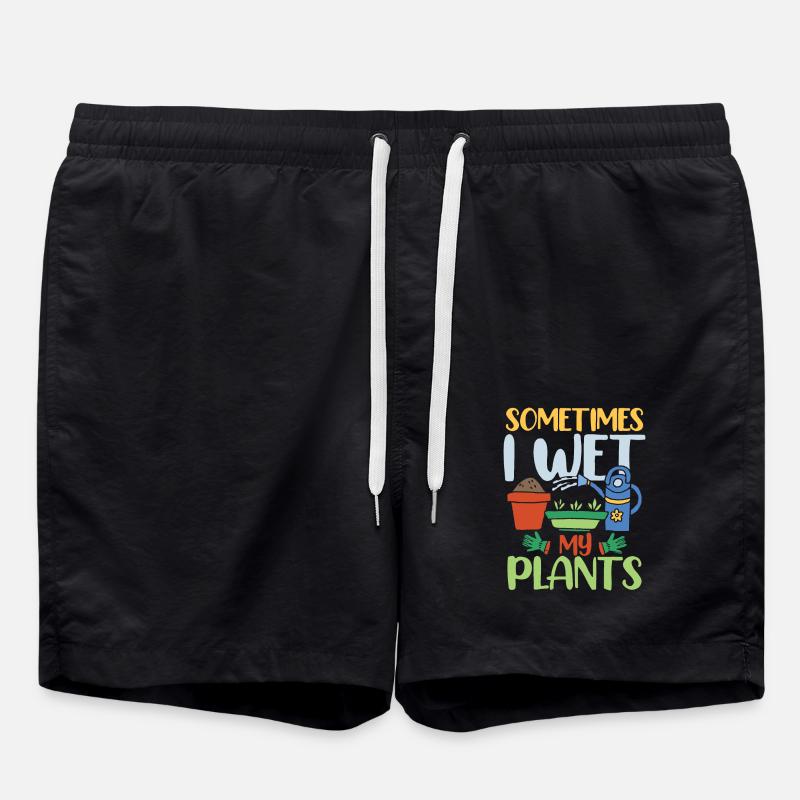 SOMETIMES I WET MY PLANTS - Swim Trunks - black