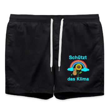Öko Erdnuss Klima Schutz Spruch Sonnenblume Natur - Badeshorts - Schwarz - Vorne - AI Model Male 185 light (185cm)