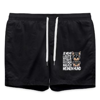 Doberman Pinscher - Ich mag keine Menschen - Badeshorts - Schwarz - Vorne - AI Model Male 185 light (185cm)