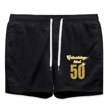 50. Geburtstag 50 Jahre 50er Geburtstagskind - Badeshorts - Schwarz - Vorne - AI Model Male 185 light (185cm)