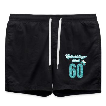 60. Geburtstag 60 Jahre 60er Geburtstagskind - Badeshorts - Schwarz - Vorne - AI Model Male 185 light (185cm)