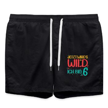 6. Geburtstag Geschenkidee 6 Jahre Bday Geschenk - Badeshorts - Schwarz - Vorne - AI Model Male 185 light (185cm)