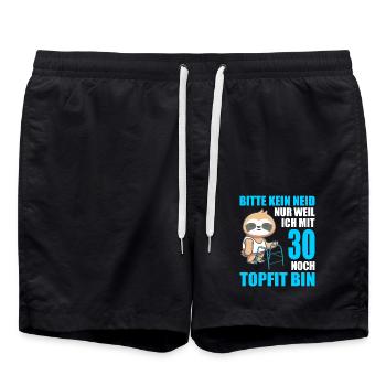 30. Geburtstag 30 Jahre Faultier Faultiere - Badeshorts - Schwarz - Vorne - AI Model Male 185 light (185cm)