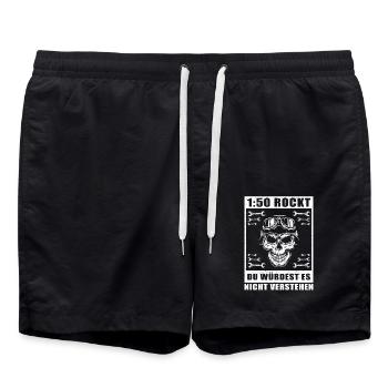 Mofa Moped Mofafahrer Mopedfahrer Geschenk - Badeshorts - Schwarz - Vorne - AI Model Male 185 light (185cm)
