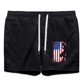 American cowboy with flag of the USA - Swim Trunks - black - Front - AI Model Male 185 light (185cm)
