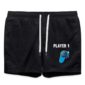 Gamer 1 2 Player Gaming Gaming Console Gift - Swim Trunks - black - Front - AI Model Male 185 light (185cm)