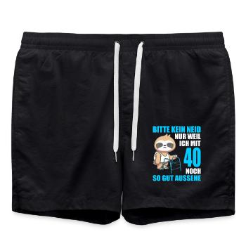40. Geburtstag 40 Jahre Faultier Faultiere - Badeshorts - Schwarz - Vorne - AI Model Male 185 light (185cm)