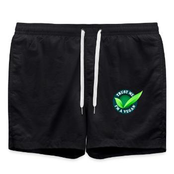 Trust Me I'm A Vegan Spruch Bio Go Veggie Veganer - Badeshorts - Schwarz - Vorne - AI Model Male 185 light (185cm)