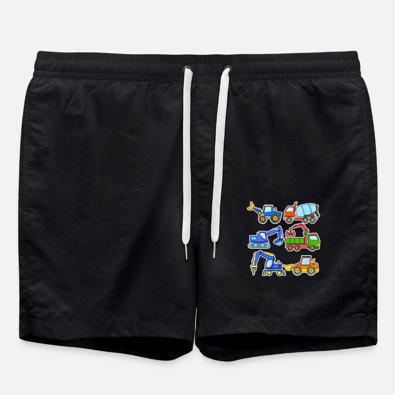Construction site vehicles - Swim Trunks - black