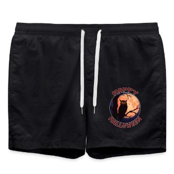 Happy Halloween - Scary Creepy Owl Full Moon Gift - Swim Trunks - black - Front - AI Model Male 185 light (185cm)
