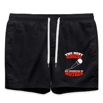 Sängerin Musik Mutter Musikerin Frau Mikrofon Mama - Swim Trunks - black - Front - AI Model Male 185 light (185cm)