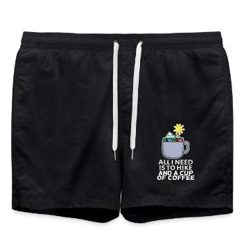 Kaffee Berg Berge Wandern - Badeshorts - Schwarz - Vorne - AI Model Male 185 light (185cm)