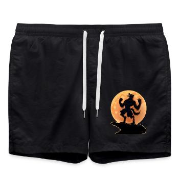 Loup-garou sombre, pleine lune - Cadeau effrayant d’Halloween - Short de bain - noir - Devant - AI Model Male 185 light (185cm)