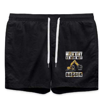 Baggerfahrer Baggerführer Baggern Bagger Geschenk - Badeshorts - Schwarz - Vorne - AI Model Male 185 light (185cm)