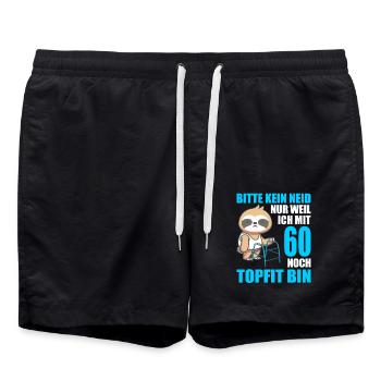 60. Geburtstag 60 Jahre Faultier Faultiere - Badeshorts - Schwarz - Vorne - AI Model Male 185 light (185cm)