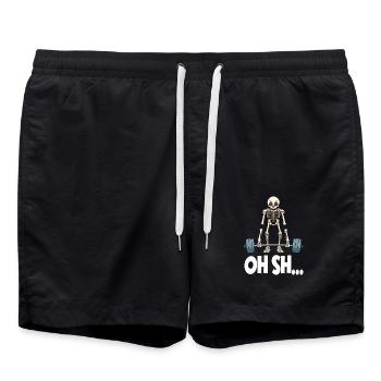 Funny skeleton weightlifting - Swim Trunks - black - Front - AI Model Male 185 light (185cm)