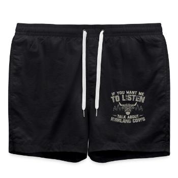 Highland Cattle 100% des terres écossaises - Short de bain - noir - Devant - AI Model Male 185 light (185cm)