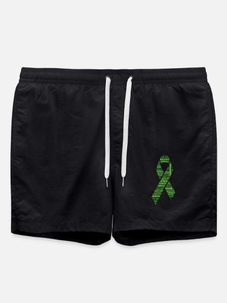Green Mental Health Awareness Ribbon - Swim Trunks - black