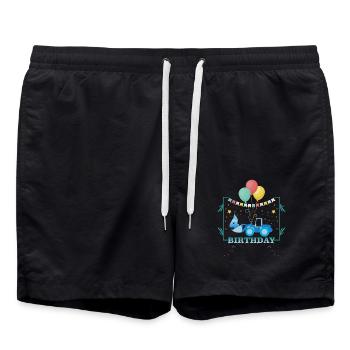 4 birthday tractor - Swim Trunks - black - Front - AI Model Male 185 light (185cm)