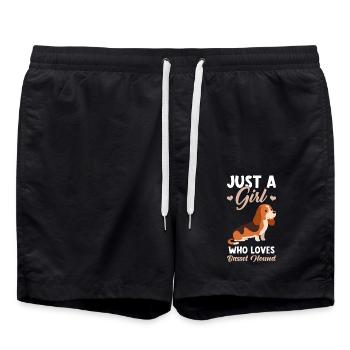Basset Hound - Swim Trunks - black - Front - AI Model Male 185 light (185cm)