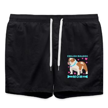 English Bulldog Anglais Bouledogue de maman Cadeau - Short de bain - noir - Devant - AI Model Male 185 light (185cm)