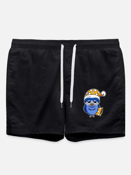 Early riser owl sleeping - Swim Trunks - black