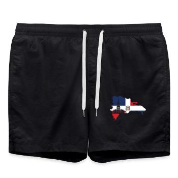 Dominikanische Republik Flagge - Badeshorts - Schwarz - Vorne - AI Model Male 185 light (185cm)