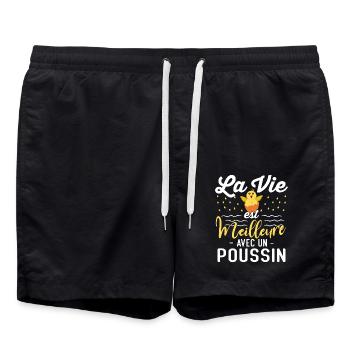 La vie est meilleure avec un poussin cadeau - Short de bain - noir - Devant - AI Model Male 185 light (185cm)