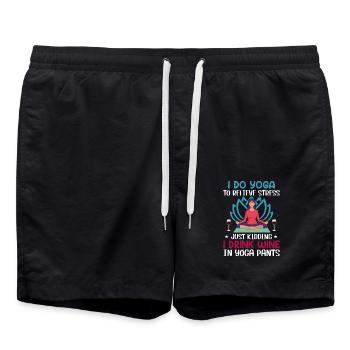 Ich Mache Yoga, Um Stress Zu Lindern, Nur Spaß - Badeshorts - Schwarz - Vorne - AI Model Male 185 light (185cm)