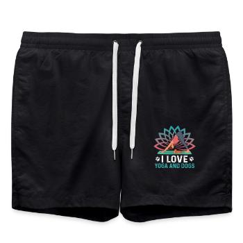 J’aime le yoga et les chiens drôles de yoga chiens Asana - Short de bain - noir - Devant - AI Model Male 185 light (185cm)