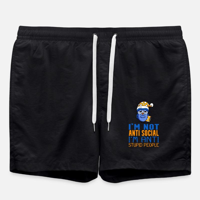 Owl Lazy - Swim Trunks - black